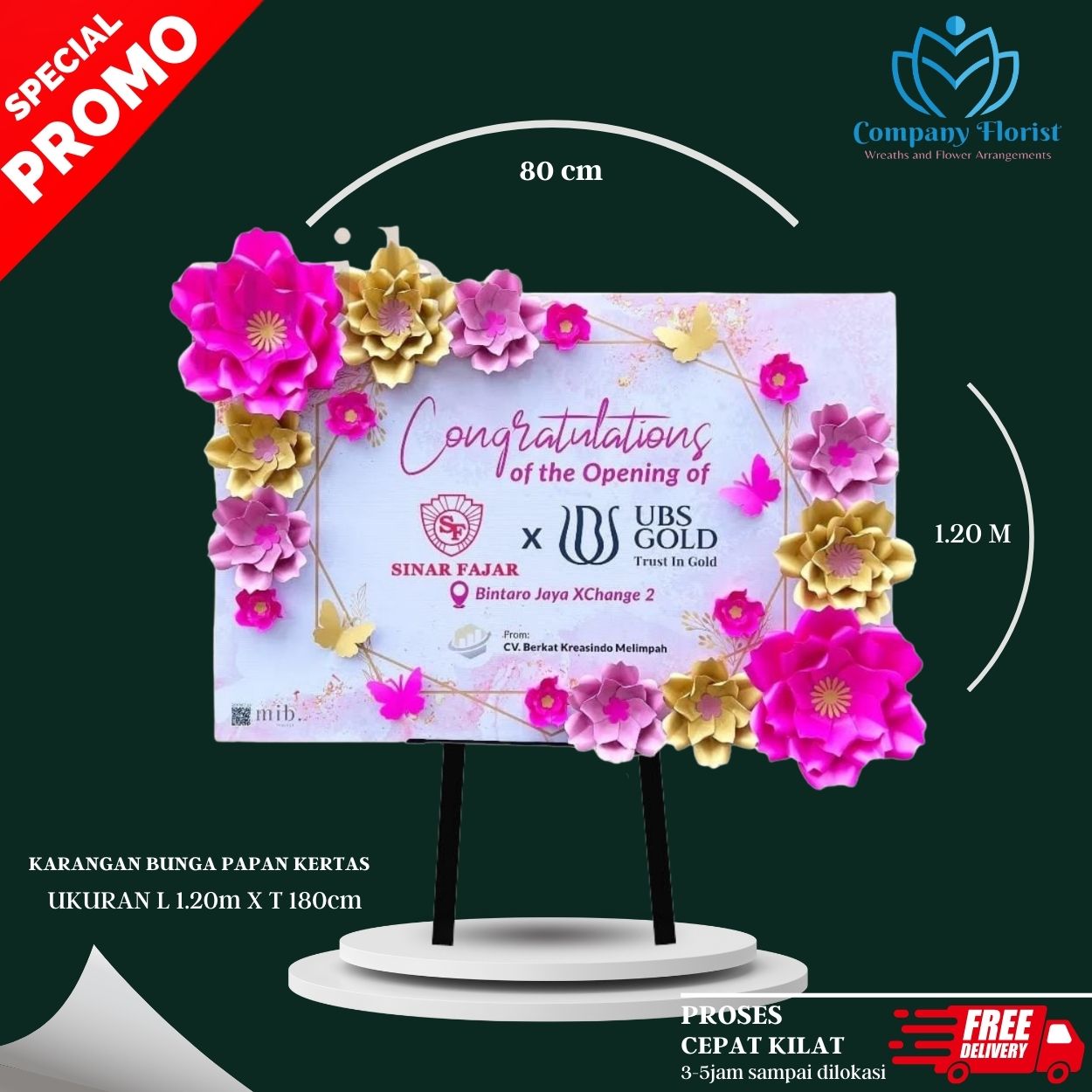 Papan Bunga Kertas Depok Margonda – Company Florist
